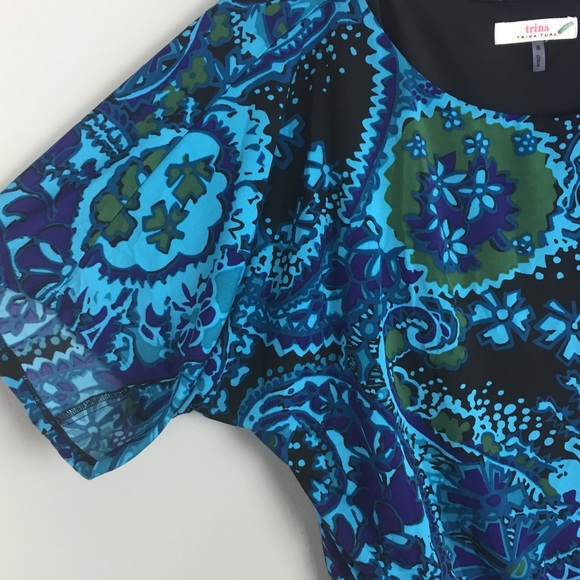 Trina Turk | Blue Patterned Midi Dress - H5 - Picture 4 of 5